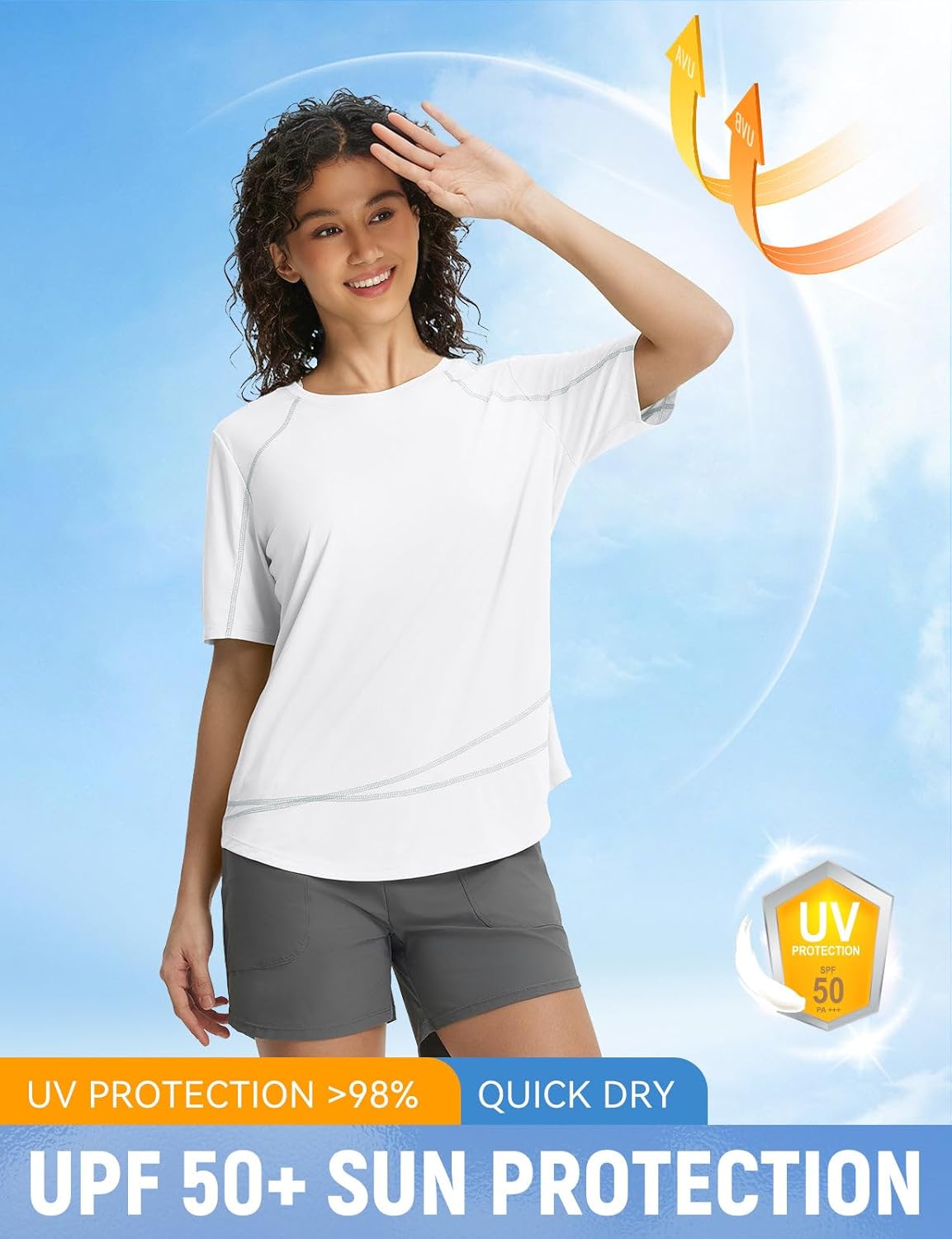 baleaf Women's Short Sleeve Sun Protection Shirts Moisture Wicking Quick Dry Workout Top for Hiking Running UPF 50+ - Image 4