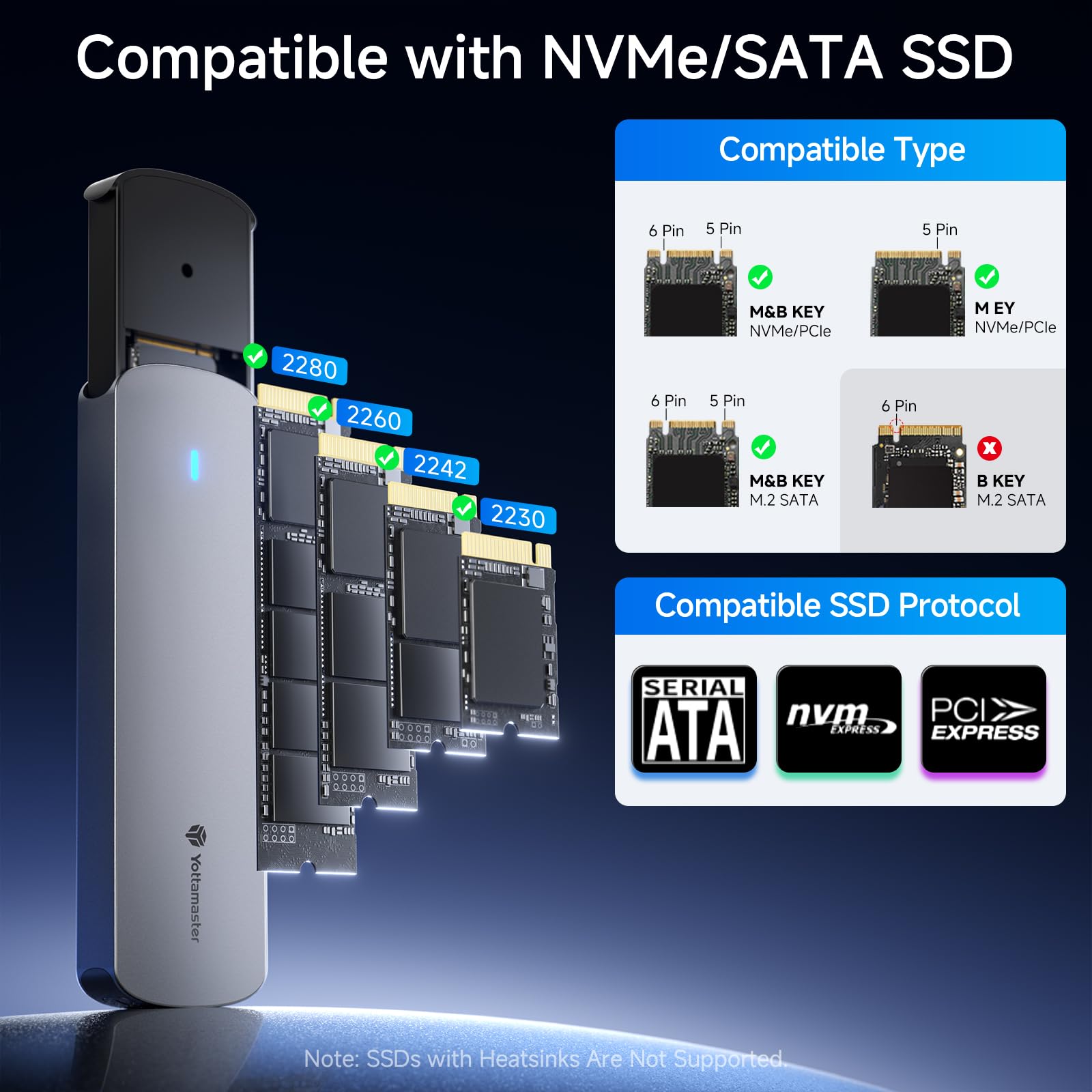 Amazon.com: Yottamaster M.2 NVMe SATA SSD Enclosure, USB 3.2 Gen 2