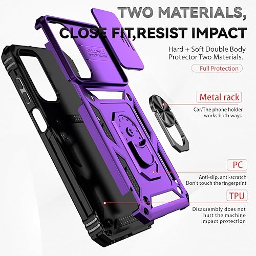 Miniatura 4 de Funda para Samsung Galay A15 5G, con cubierta para lente de cámara, protector de pantalla HD, grado militar anillo de montaje en coche soporte