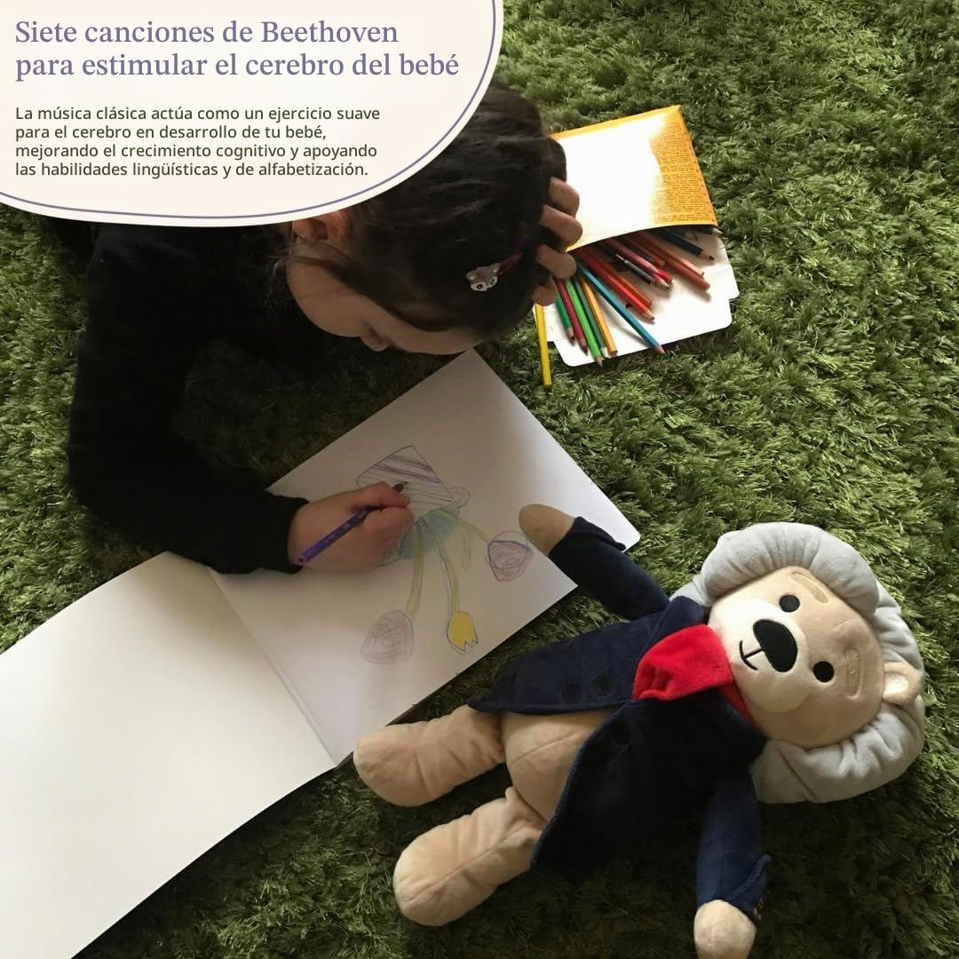 Ludwig van Beethoven Oso Virtuoso, 40 Minutos de Música Clásica, Peluche Musical Premiado de 15 ″, Juguete Educativo