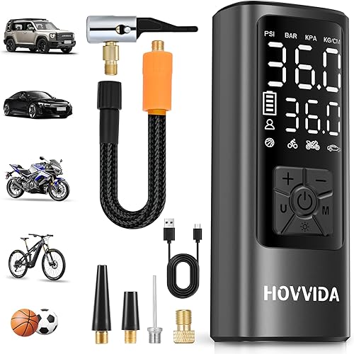 Compresor de aire portátil para inflador de neumáticos, bomba de bicicleta inalámbrica de 150 PSI (10.3 bar) 5V, inflado rápido, apagado automático,