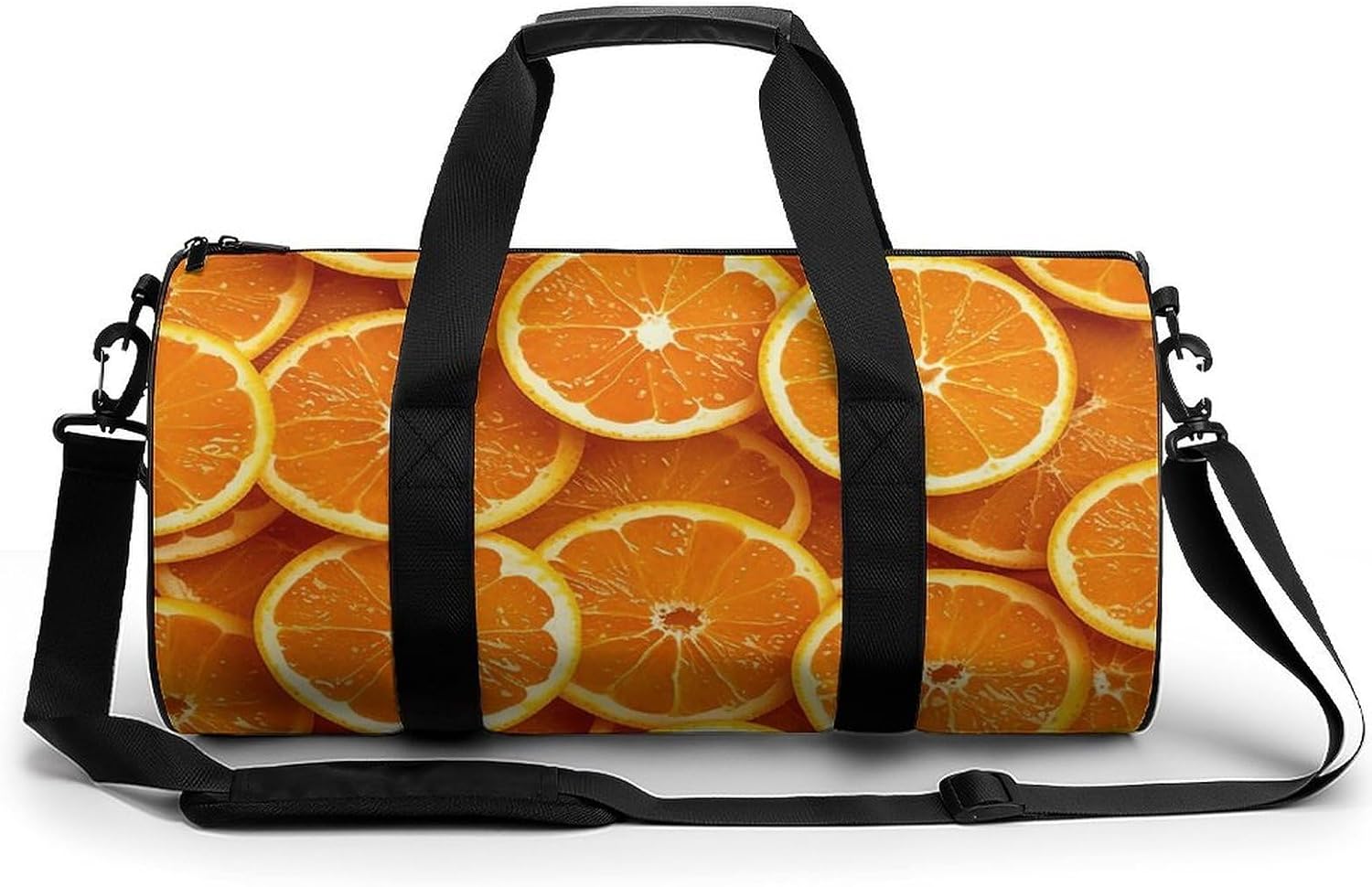 Orange Slices Gym Bag Hand-held Fitness Bags Cylindrical Fitness Bag with Shoe Large Compartment Duffle Bags for Travel Sports Unisex