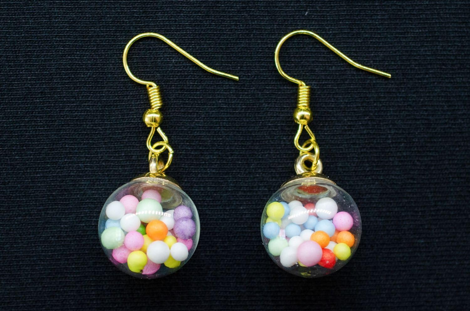 Glas Ball Jar Dome Colorful Pearls Beads Earrings Miniblings Bead