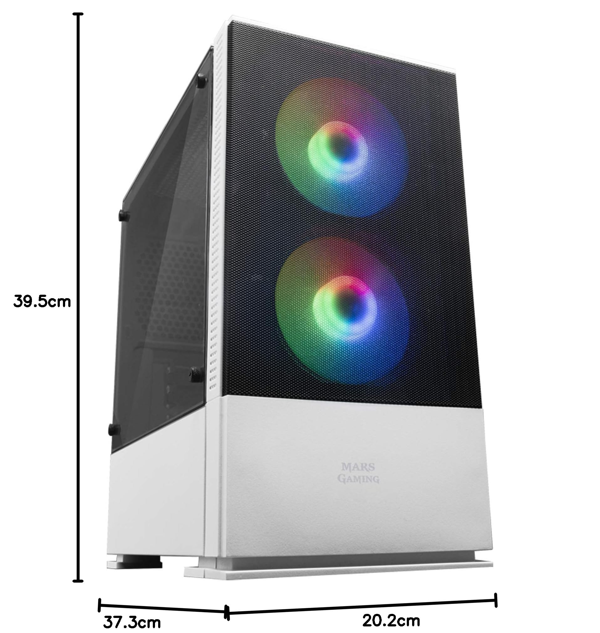 Mars Gaming MCZ, Premium Compact PC Custodia per PC, MicroATX, Panel + Front Mesh, Bianco