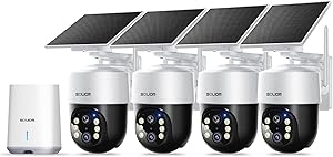 SOLIOM Security Cameras Wireless Outdoor,8MP Ultra HD for Day and Night, No Subscription,Built in Radar,Solar Powered Cameras for Home Security, 360° Pan Tilt Auto Tracking,5G & 2.4G WiFi, 4-Cam Kit asin的图片