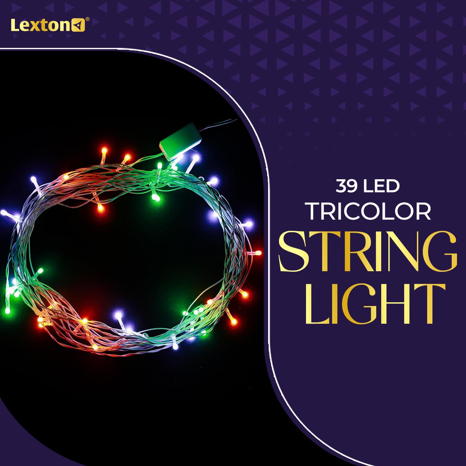 Buy Lexton 40ft Tricolor LED String Light | 39 LED 13 Orange, 13
