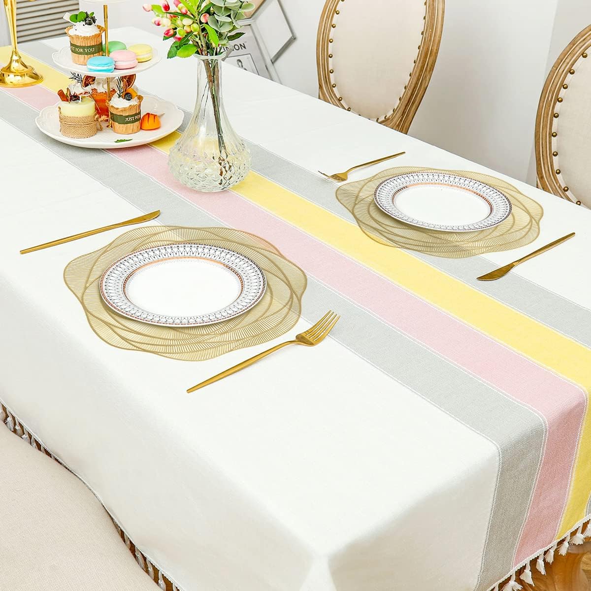 Gold Placemats Set of 12 Rose Place mat Pressed Vinyl Place Mats Elegant Tablemats Kitchen Table Setting for Wedding Holiday Dining Table Decorative