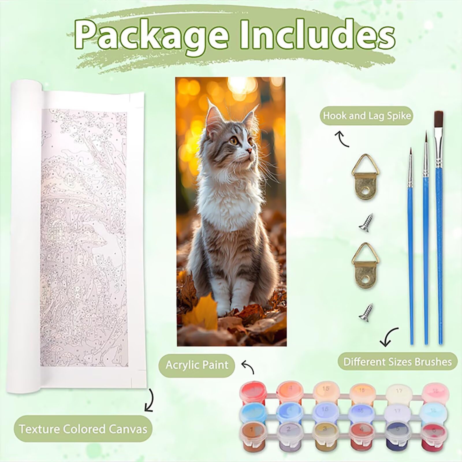 Malen Nach Zahlen 50x150cm Leinwand Herbst Malen Nach Zahlen Erwachsene mit Ohne Rahmen, DIY Kreativ Set für Erwachsene mit Pinseln und Acrylfarbe, Zimmer Deko Katze 1 Landschaft Geschenk, P0M-449