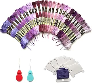Embroidery Floss 30 Skeins Cross Stitch Threads Friendship Bracelets Floss with 10 Pcs Floss Bobbins and 2 Pcs Needle Threader (Purple)