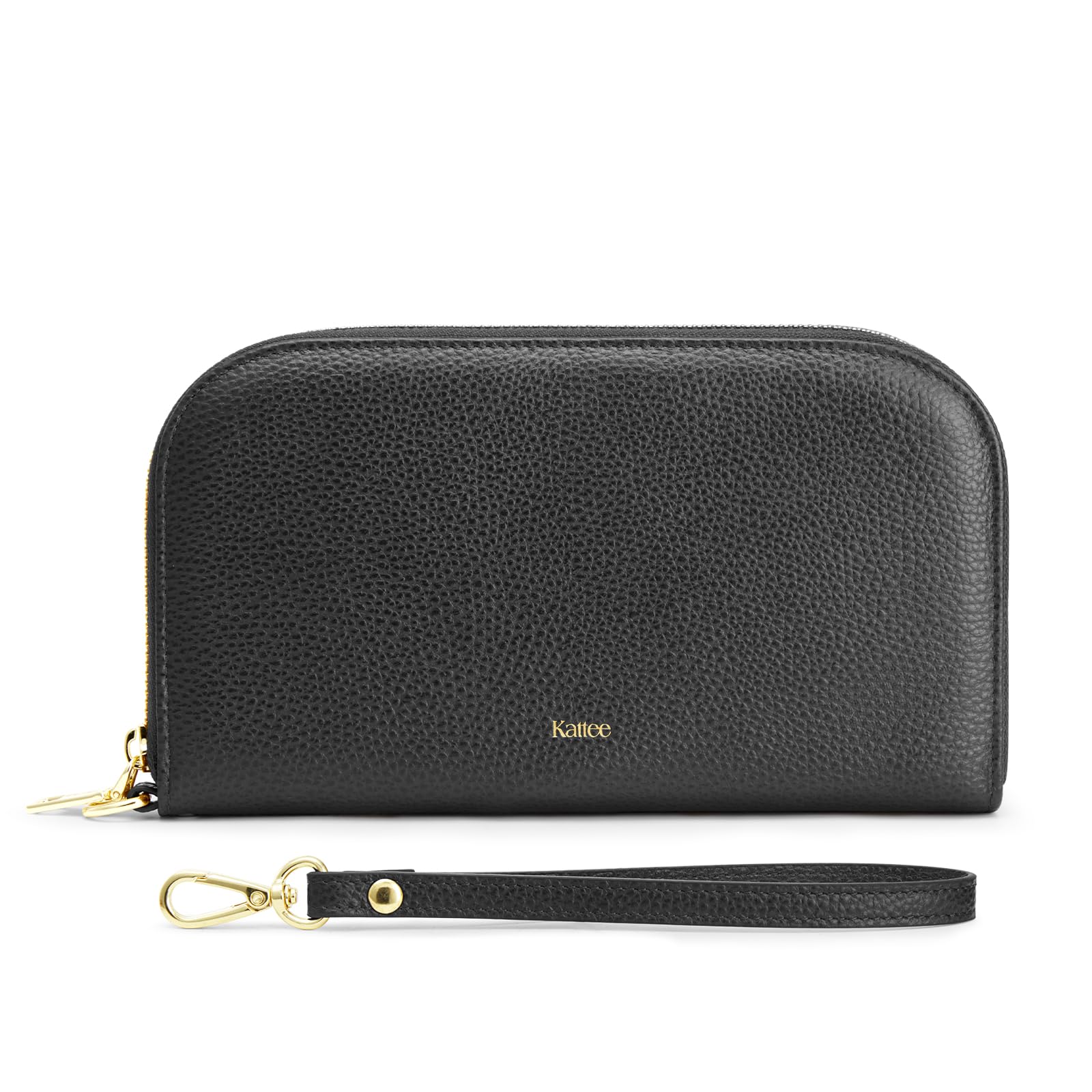 Kattee RFID Wallet Women, Leather Wristlet Wallets for Women,Slim Clutch Purses Card Holder with Removable Wrist Strap
