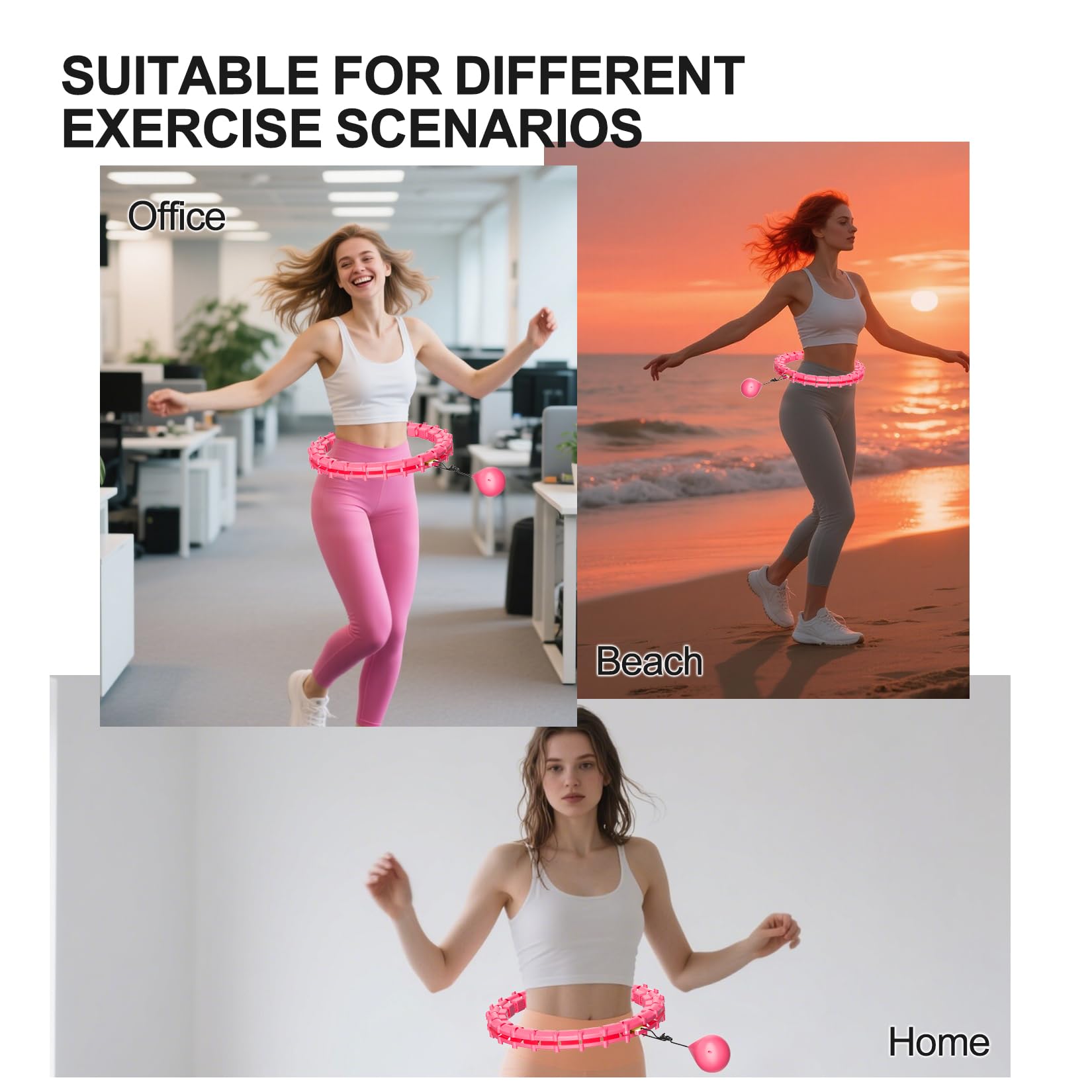 Hula Circle Hoops - Cerchi per adulti per perdere peso, Infinity Fitness Hoop Plus Size 165 pollici, 32 maglie staccabili, cerchio per esercizi adatto per donne e principianti