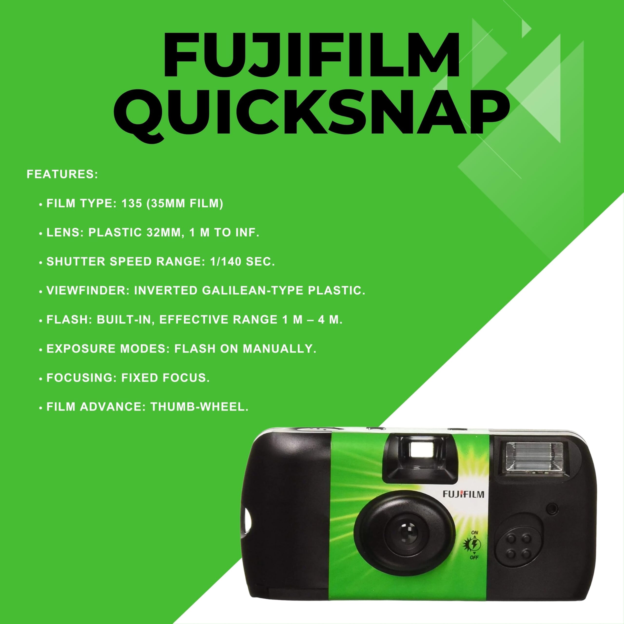 Disposable Camera Bundle with Fujifilm Quicksnap Flash 27 Exp 10 Pack and Clikoze Photography Tips Card - Image 2