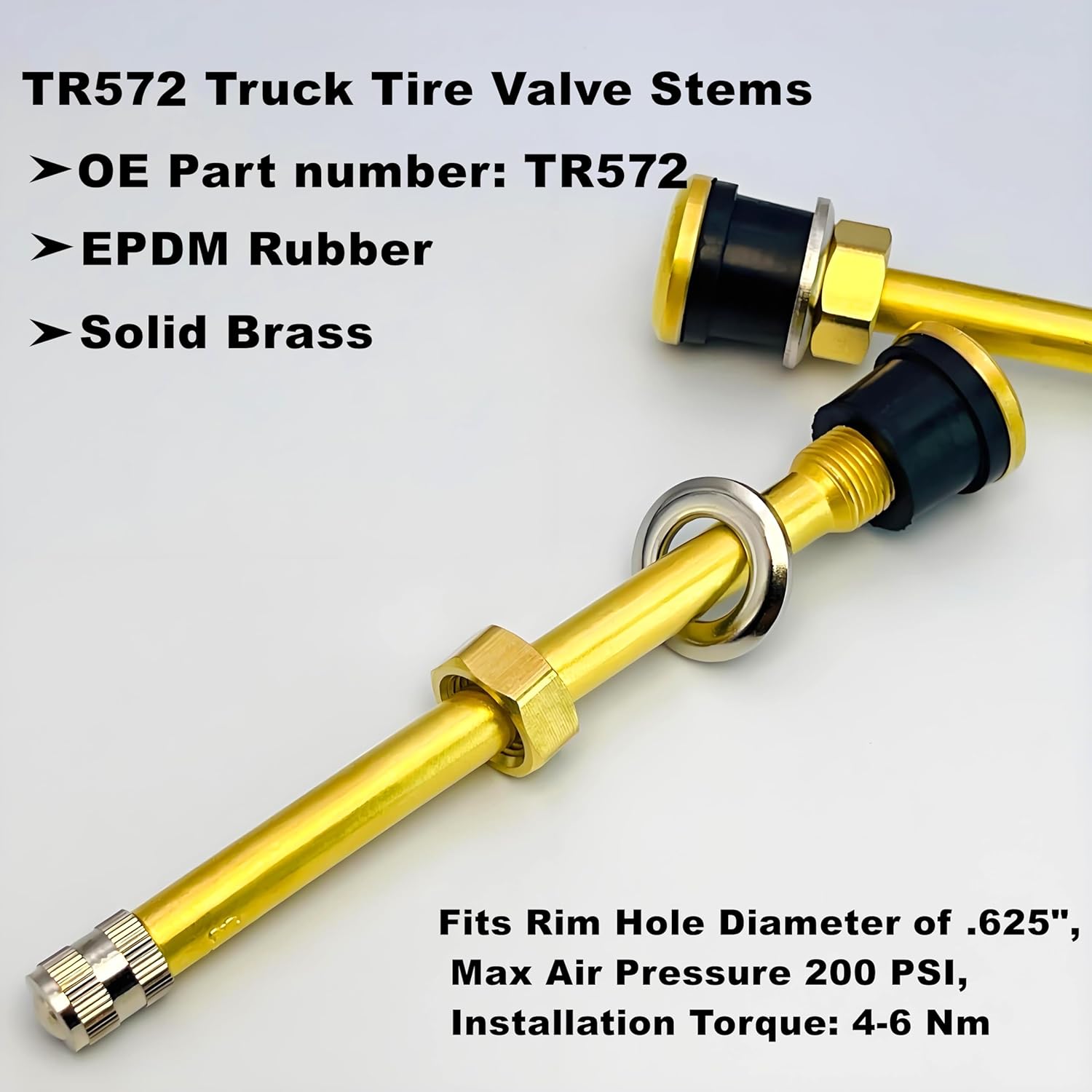20Pieces TR572 Truck Tire Valve Stems,Brass Commercial 3-3/4 Valve Stems for Rim Φ.625" (10 Pack), Replacement Brass Clamp-in Valve Stem for Truck and Bus