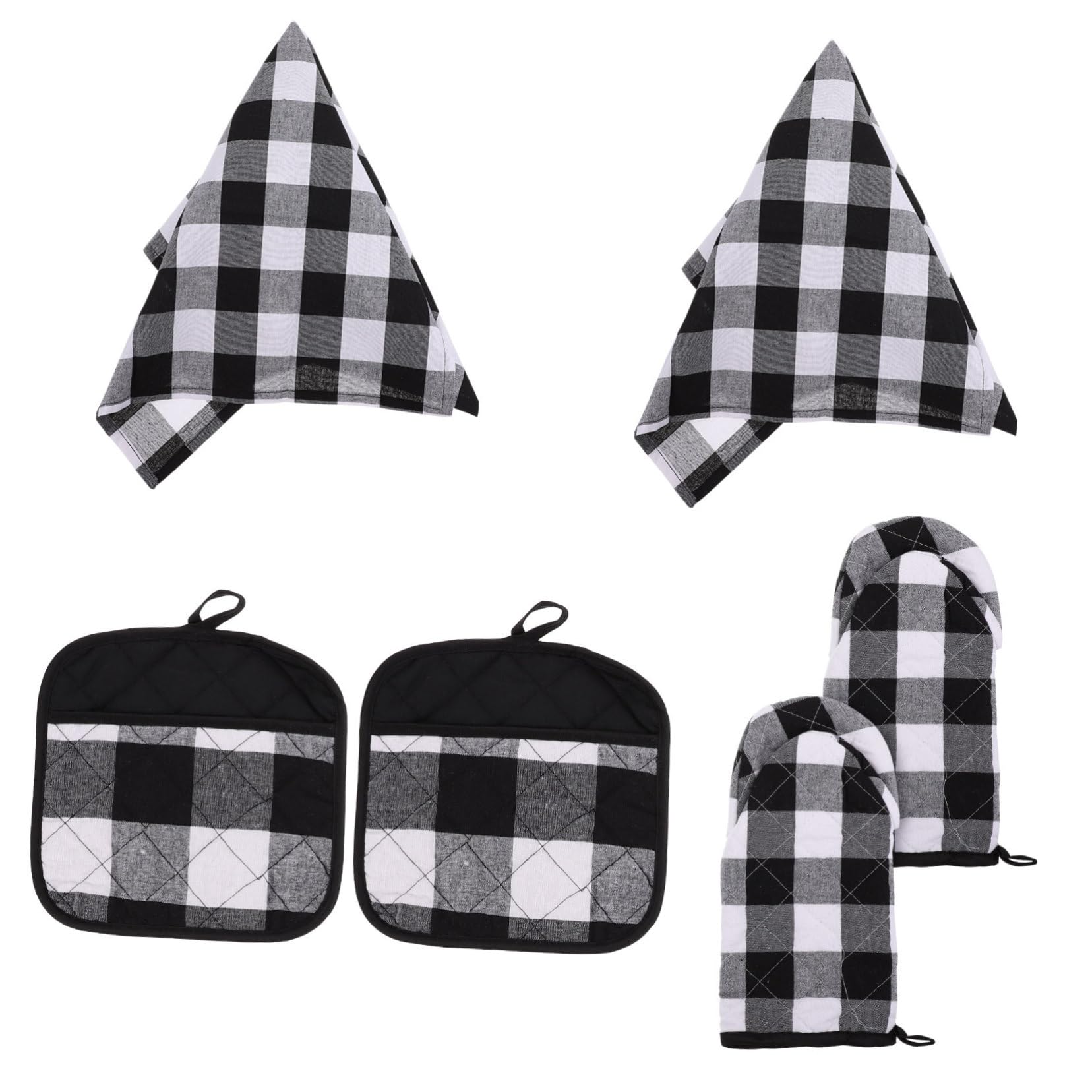 Ciieeo 1Set Kitchen Oven Mitts Dishcloth Heat Resistant Gloves Insulation Pads Towels for Cooking Grilling Dish Washing Design