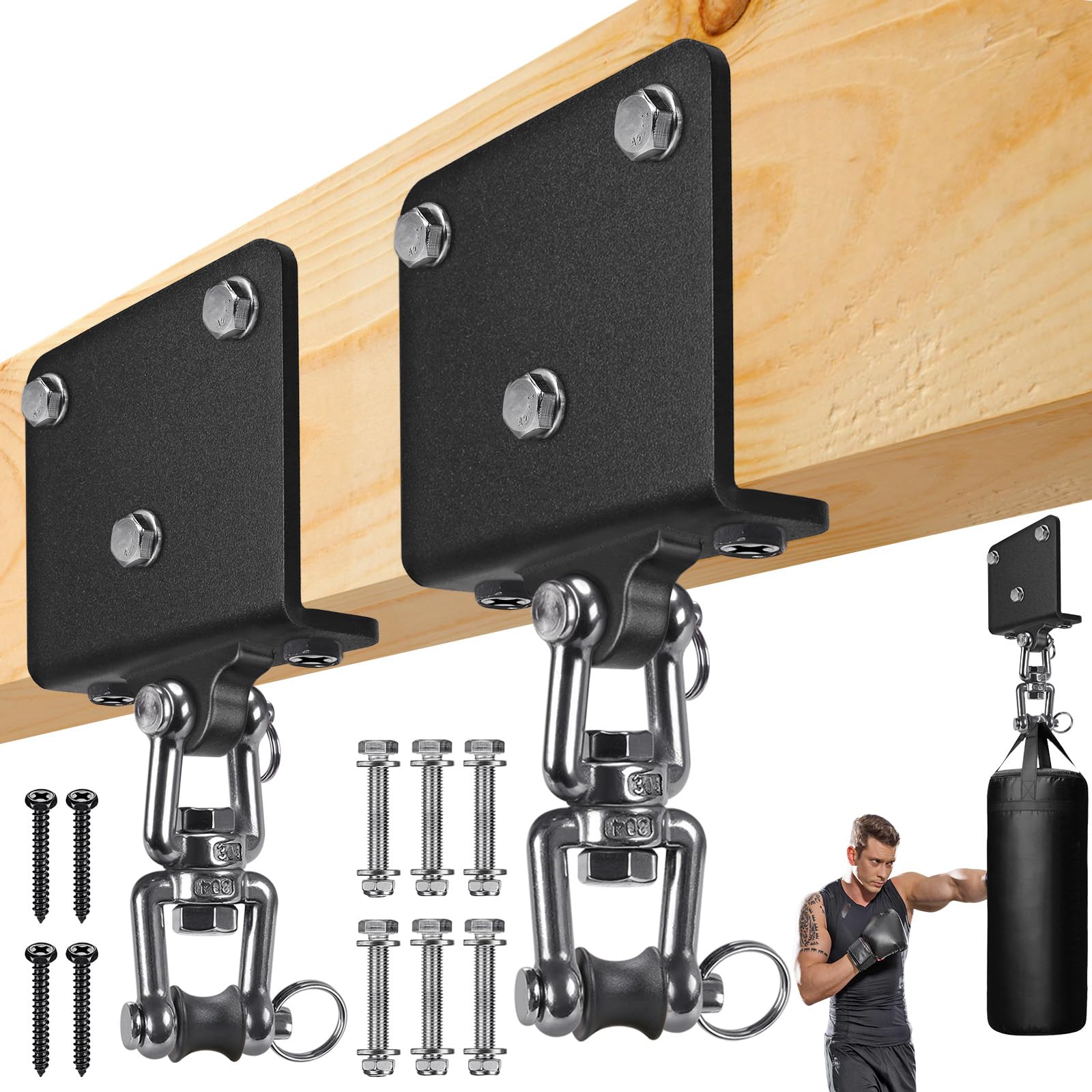 Kipika Heavy Bag Hanger Wall Mount Punching, Rotatable Heavy Duty Boxing Bag Bracket for Home Gym Indoor, Adjustable Length for Kickboxing Bag, Muay Thai Bag