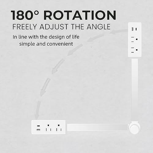 Miniatura 7 de Características de toma extendida y giratoria toma de pared extensible que se extiende de 18 a 28, giro de 180, salida giratoria para sofás detrás