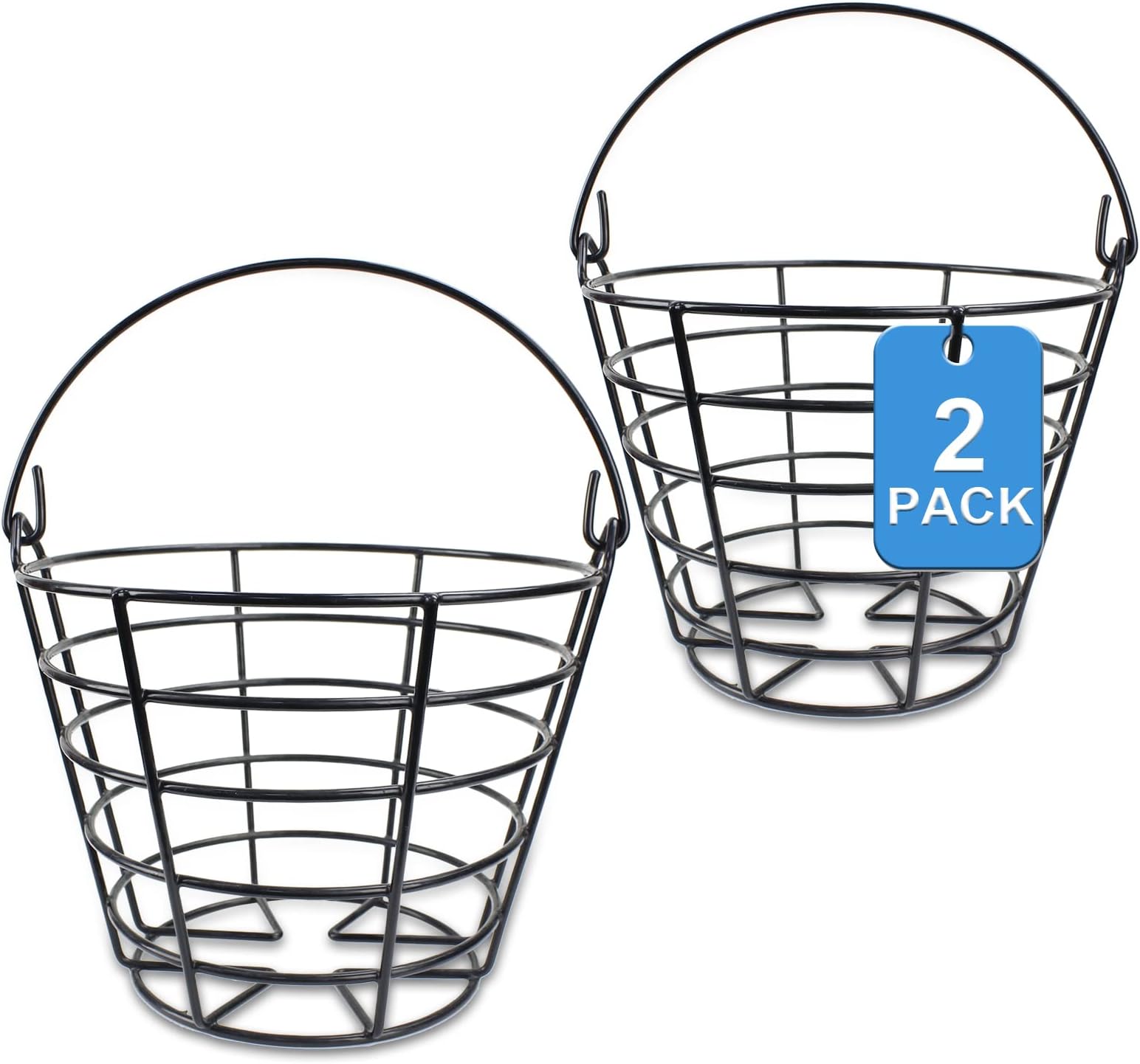 CRESTGOLF Stainless Metal Golf Basket Golf Ball Container Ball Bucket