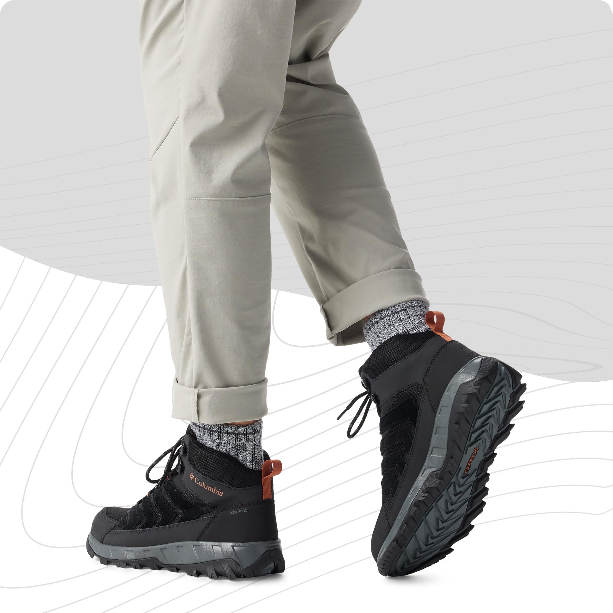 Columbia Chaussures Strata Trail Mid WP, conçues pour résister aux éléments, conception légère comme une plume, construction robuste, amorti exceptionnel, rebond à haute énergie - Hommes