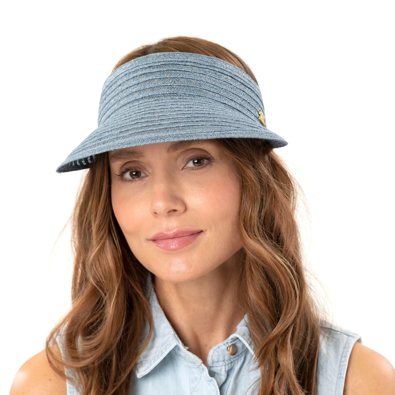 LIERYS Jana Strohcap Hanfvisor mit Musterband Made in Italy Damen Frühling Sommer