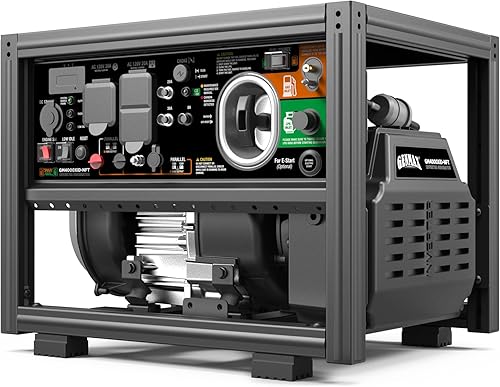GENMAX Generador inversor de combustible dual de marco abierto DIY, motor ultra silencioso de 145 cc de 4000 W, con capacidad paralela y serie con