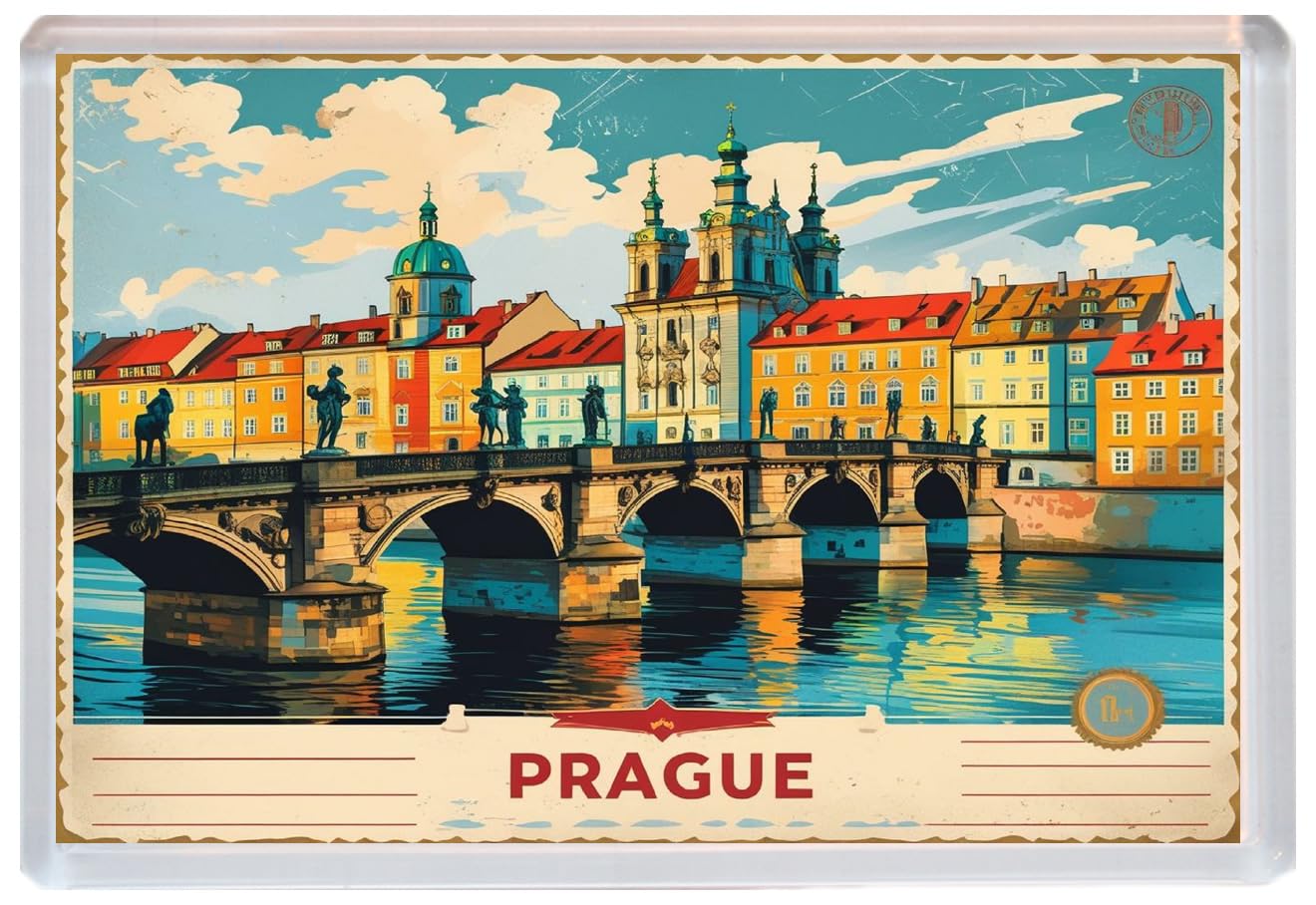 Baked Bean Store Multicolor Prague - Czech Republic - Jumbo Artistic Fridge Magnet 96 X 67Mm