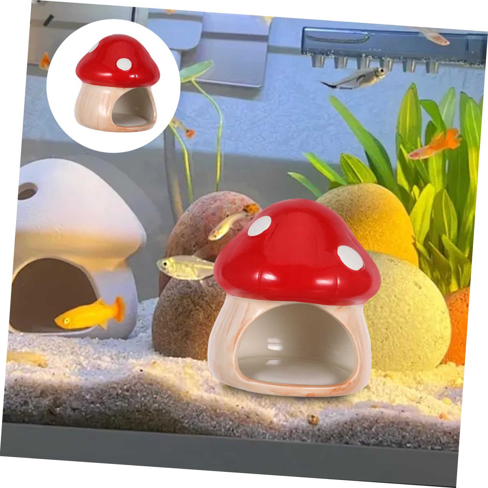 Aquarium Garnelenversteck Pilzschalenhaus Aquariumzubehör Betta Fischversteck Fischhöhle Garnelenhöhle Keramik Aquariumdekor Betta Versteck Fischversteck Aquarium