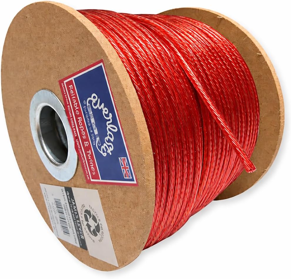 Everlasto 100M - Quality Wyercentor' Steel Core Coloured Clothes/Washing Line 3.5mm Thick (RED)