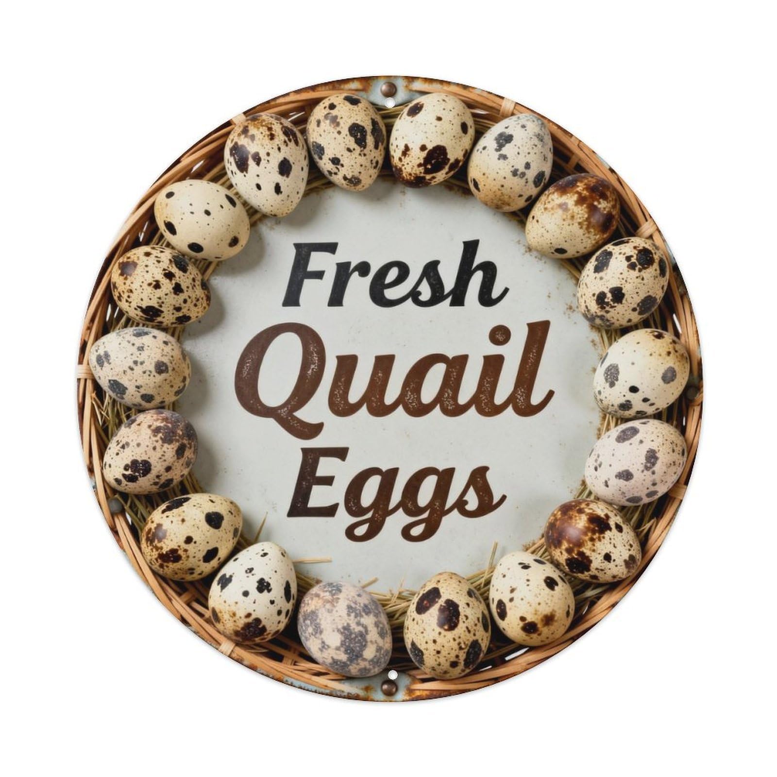 Fresh Quail Eggs Metal Tin Sign Plaque