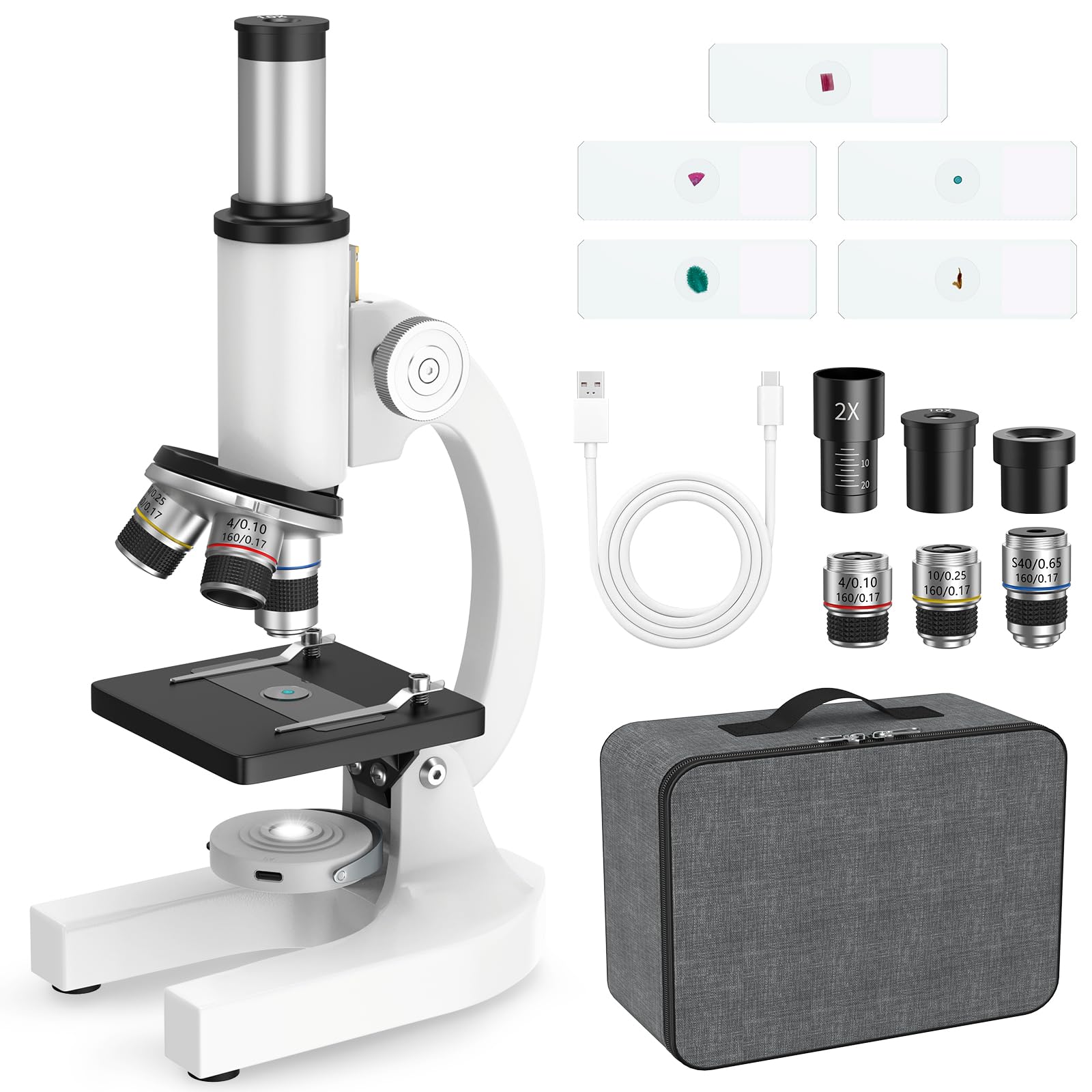 Microscope Compose 40X-2000X Enfant Adulte Biologique STEM Cadeau