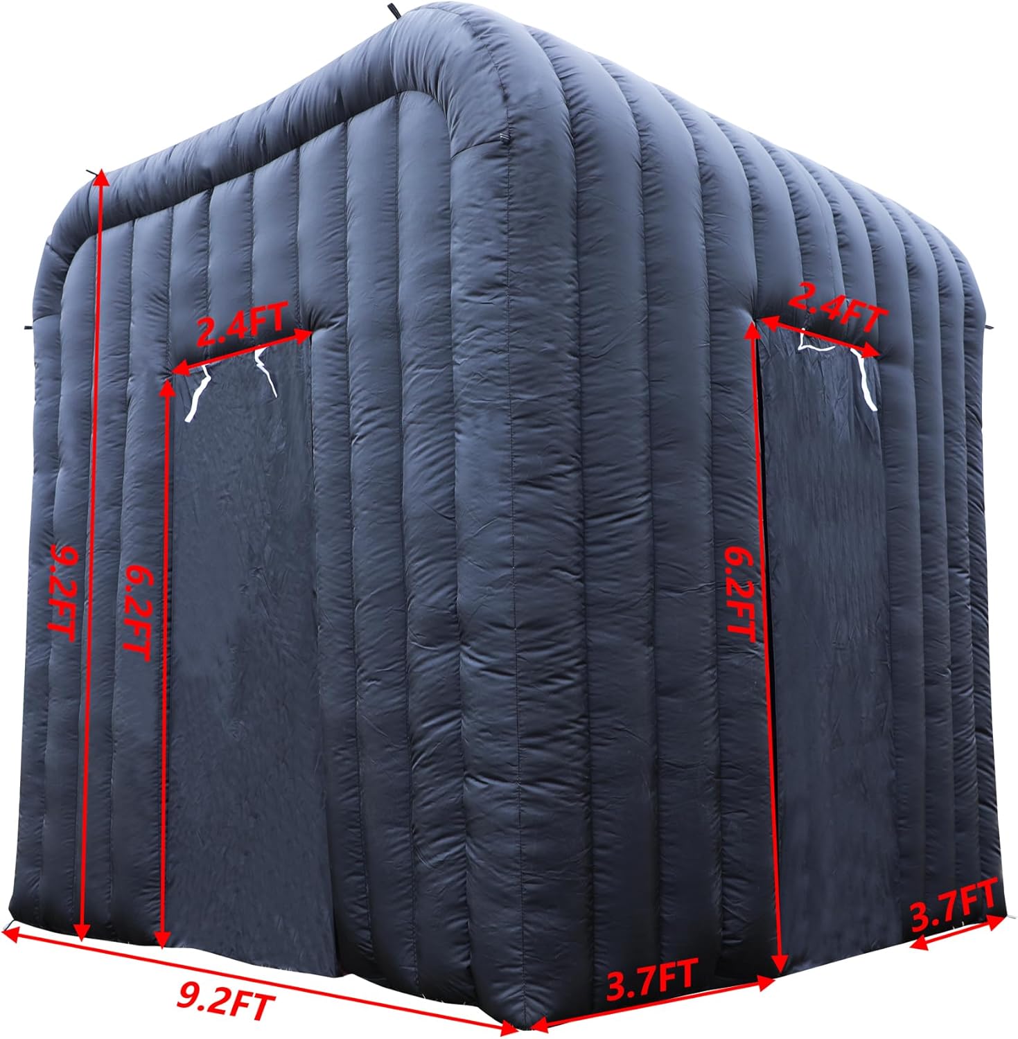 Upgrade Version Inflatable Led Photo Booth (Black, Two Doors, 9.2x9.2x9.2ft),with Air Blower and Remote Controller Portable Cube，for Party, Wedding, Anniversary, Birthday,Commercial Lease