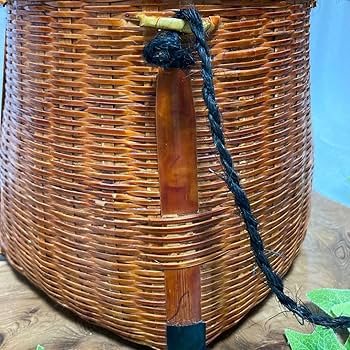 Amazon.co.jp: アンティーク 竹製魚篭 ビク 竹花籠 竹細工 華道