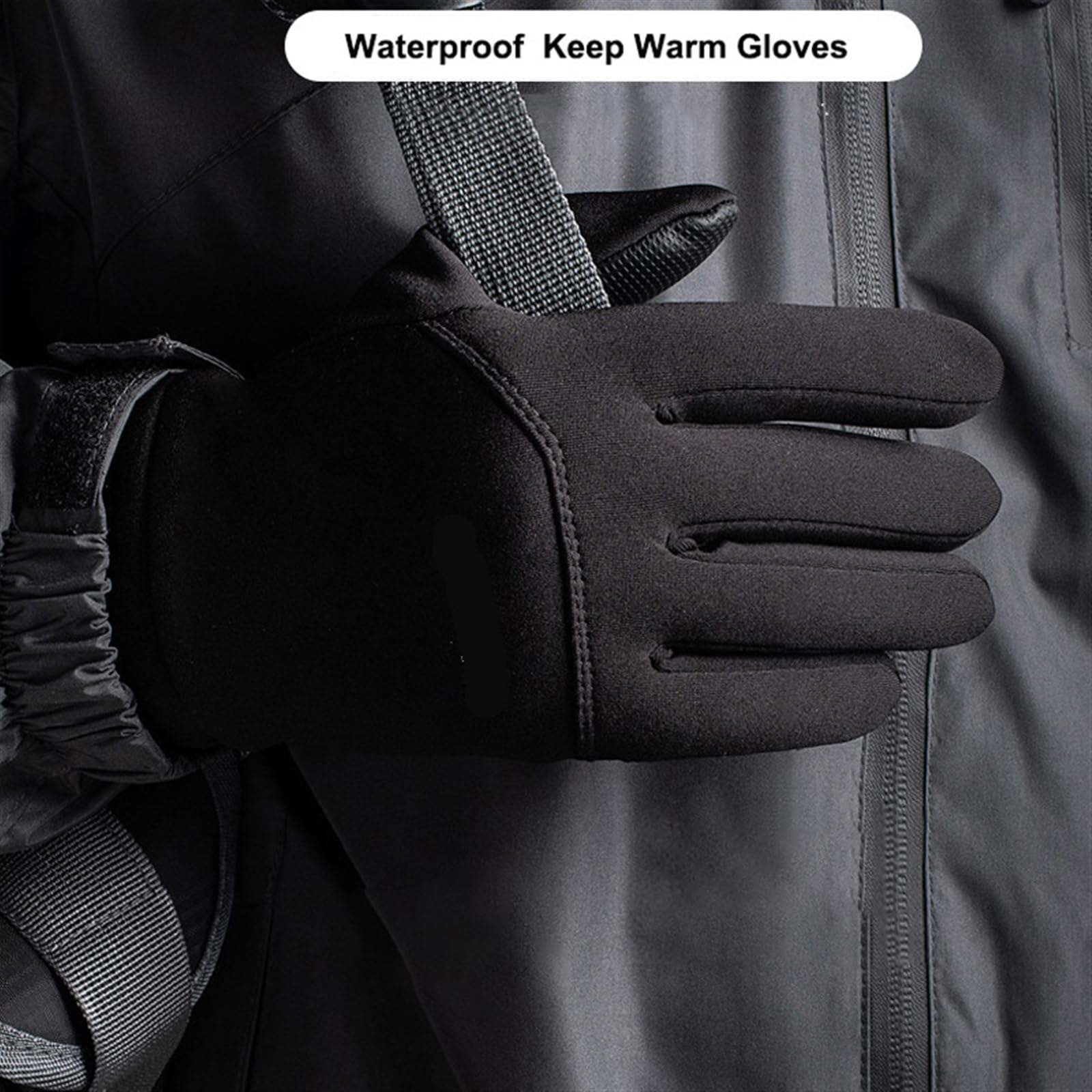 Guanti Invernali Uomo Guanti da sci invernali for sport all'aria aperta, antivento, impermeabili, in pile, antifreddo, for ciclismo, con dita, touchscreen, antiscivolo, for motocicletta(Black,XL)
