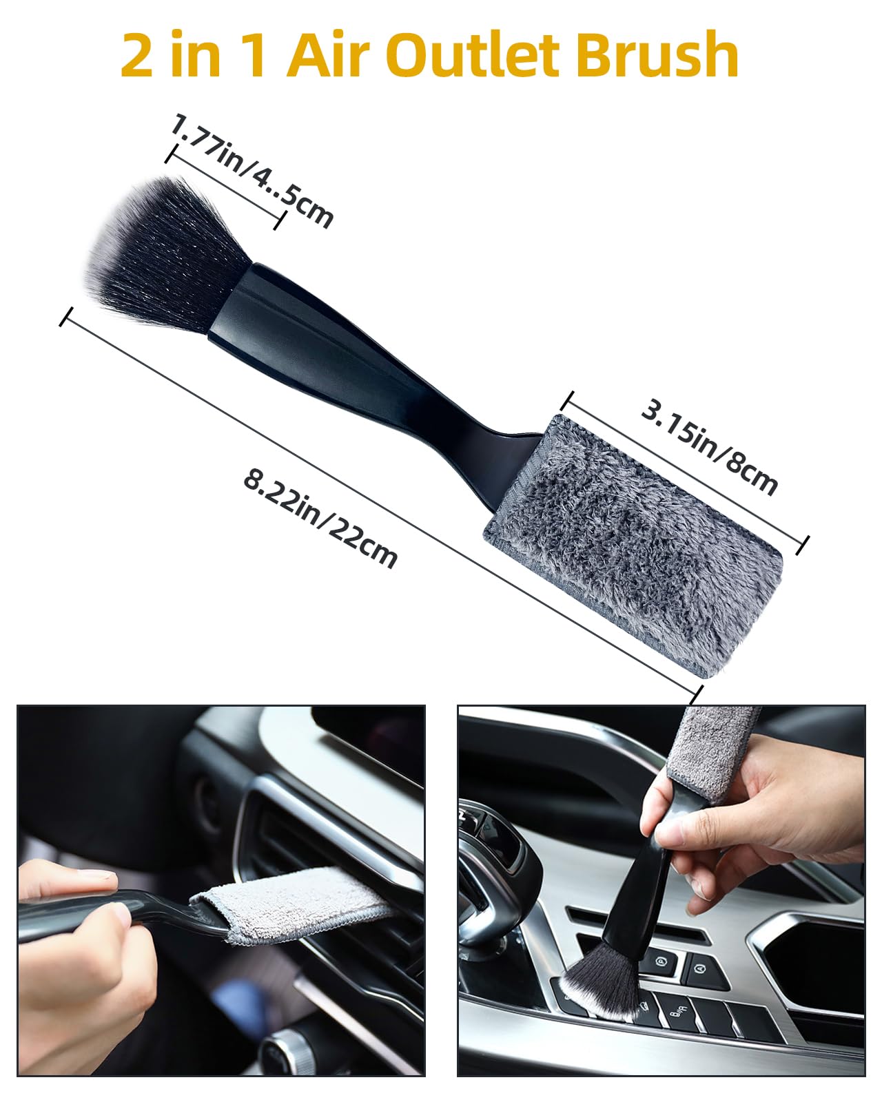 Lot de 3 brosses de détail de voiture ultra douces en poils de sanglier, kit de fournitures de gel de nettoyage de voiture, accessoires de voiture pour camion, SUV, intérieur