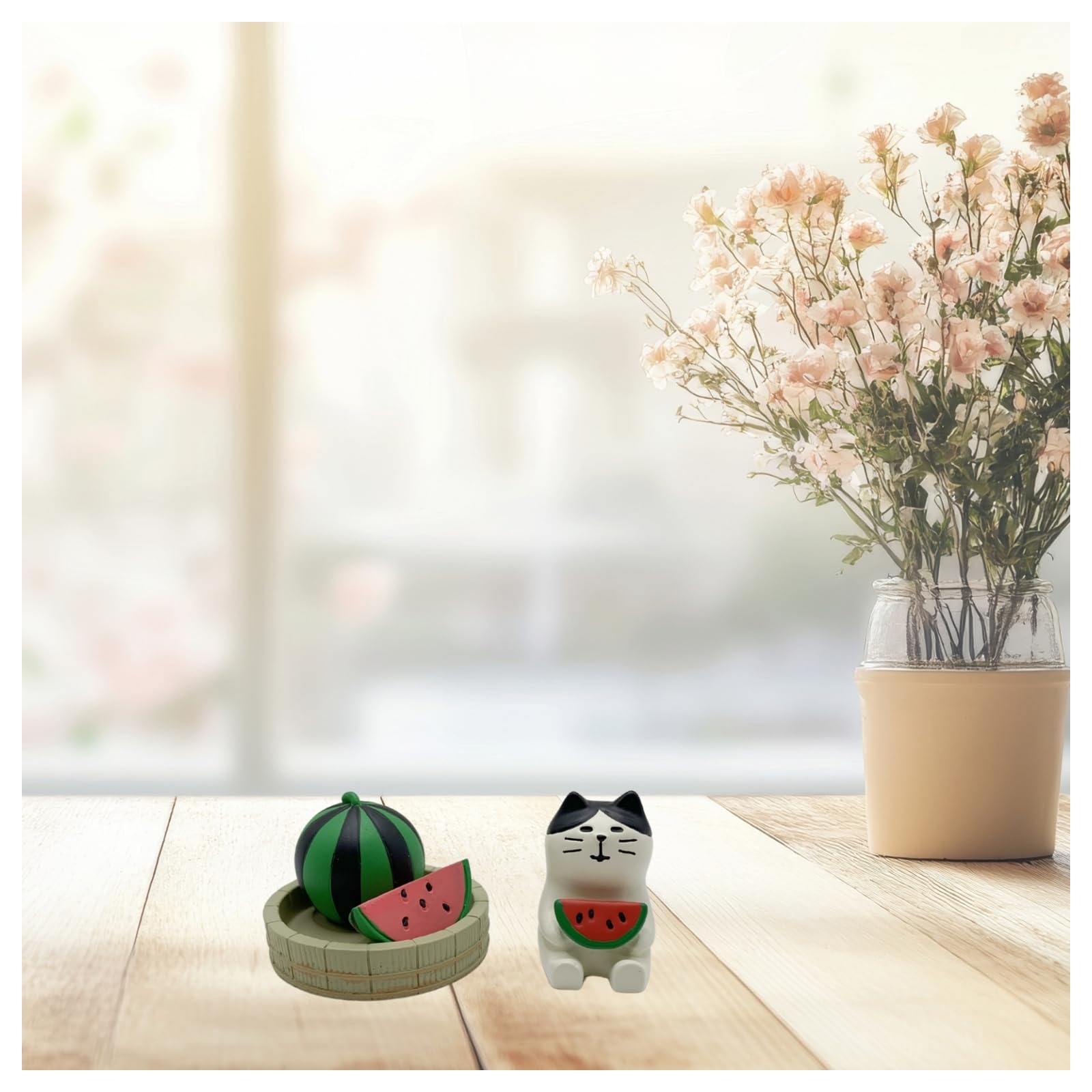 Amazon.co.jp: ZNWSRY ミニチュア猫の置物 - かわいいスイカの猫の彫刻
