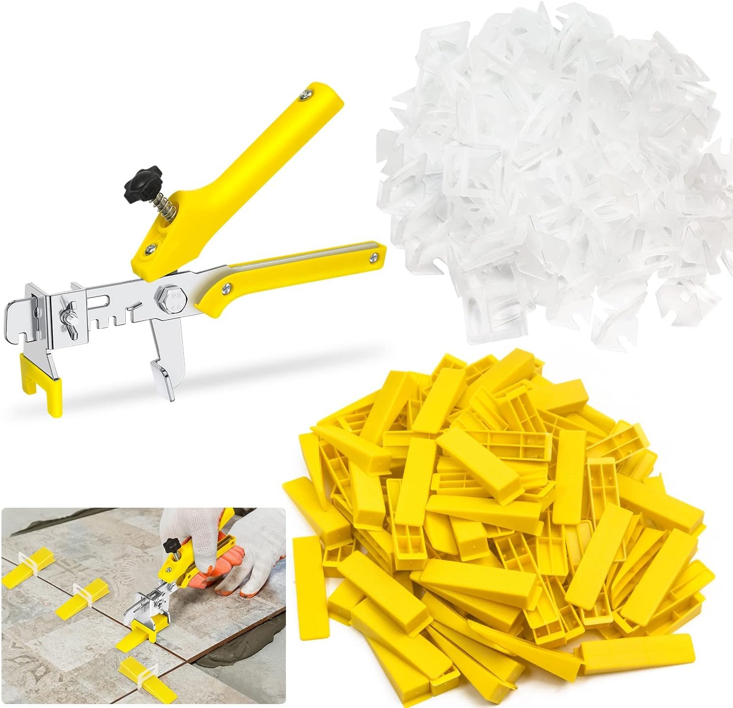 Nuyoah Sistema de Nivelación de Azulejos 2mm 501pz Niveladores de Azulejos | Con 400 Cuñas Niveladoras Suelo 100 Reutilizables Espaciador 1 Alicates Profesional para Cerámica con un Grosor de 3 a 12mm