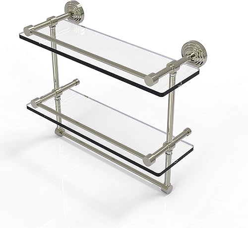 Miniatura 33 de Allied Brass RW-34/18 Retro Wave Collection - Estante de cristal de dos niveles de 18 pulgadas, gris mate Gris mate,Otoño Sparkle,Rojo (Fire Engine