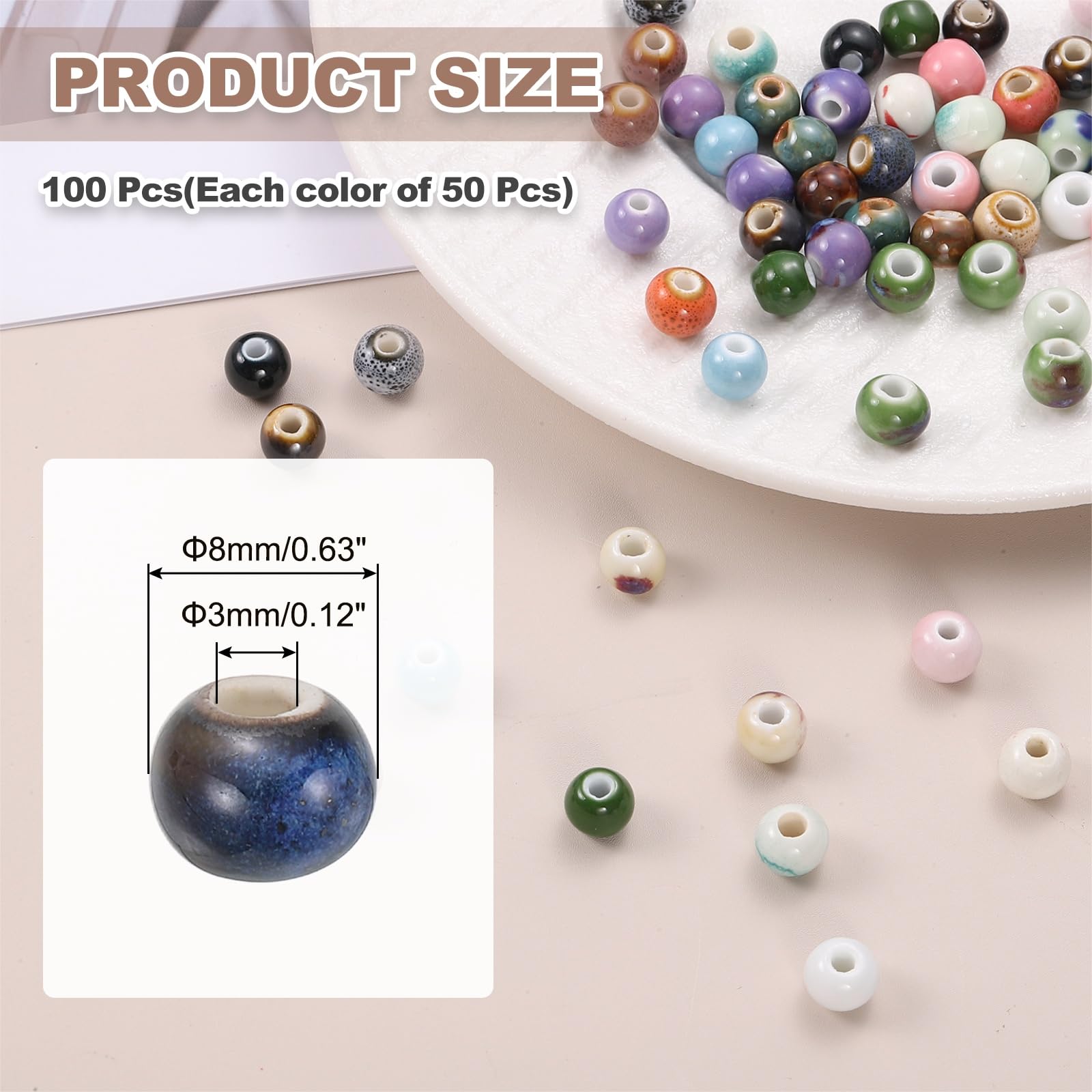 PATIKIL 100 Pcs Porcelain Beads - Image 2