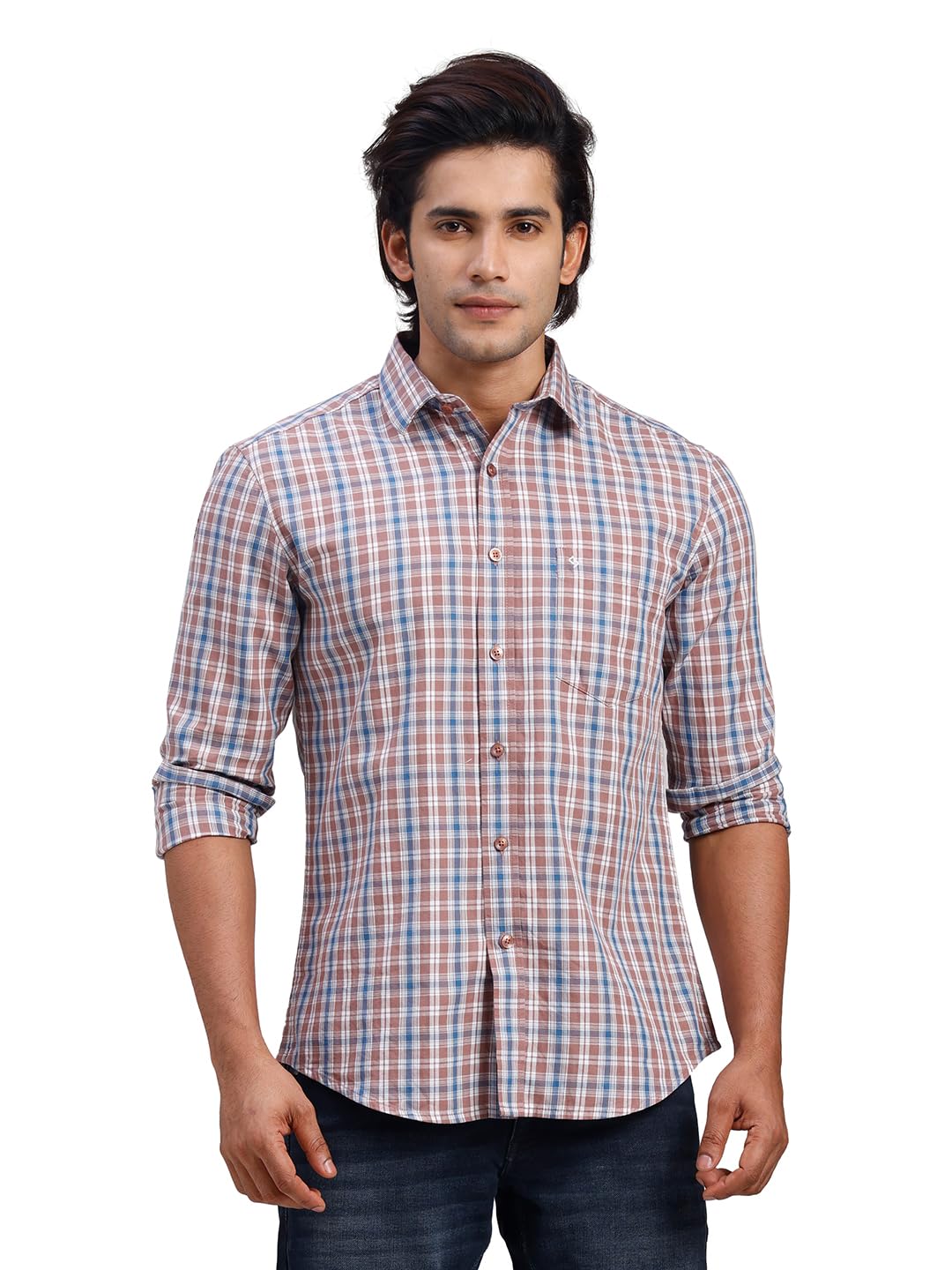 classic polo Men's Full Sleeve Multicolor Polo Neck Slim Fit Checked Cotton Casual Shirt-picture-18