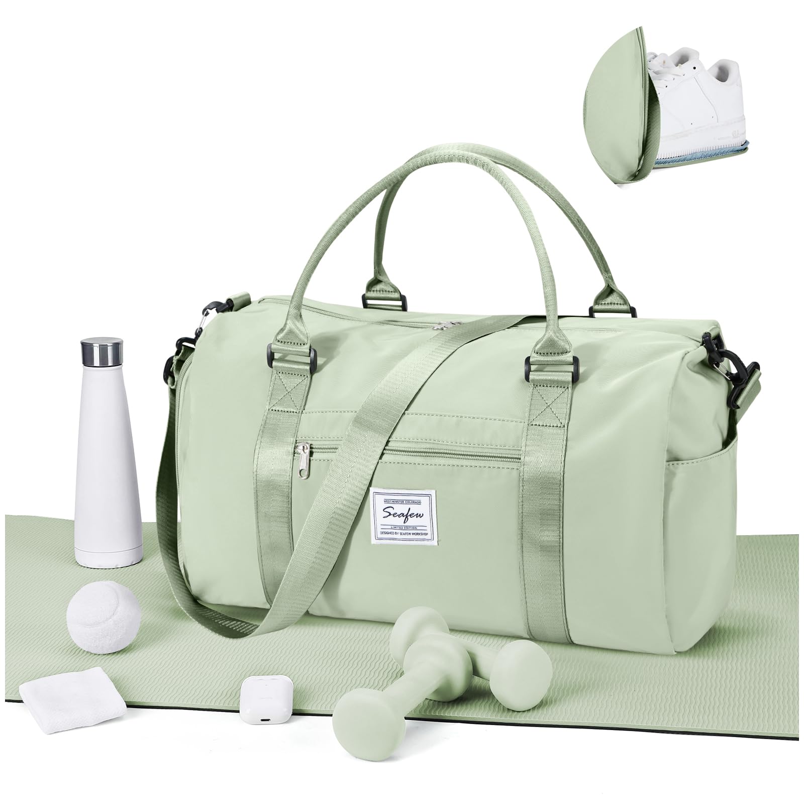 Gym Bag for Women Men with Shoes Compartment,Sports Duffle Bags Personal item travel Duffel Tote Bag Small Carry on Weekender Overnight Bag Workout