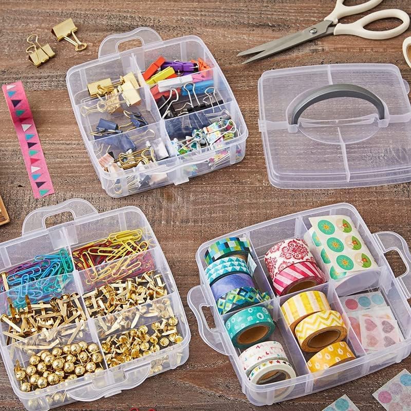 Image of 3 Layer 18 Grid Grids Clear Plastic Organizer Jewelry Storage Box,Transparent Organizer Box for Earring Fishing Hooks Makeup /Cosmetic Storage Box