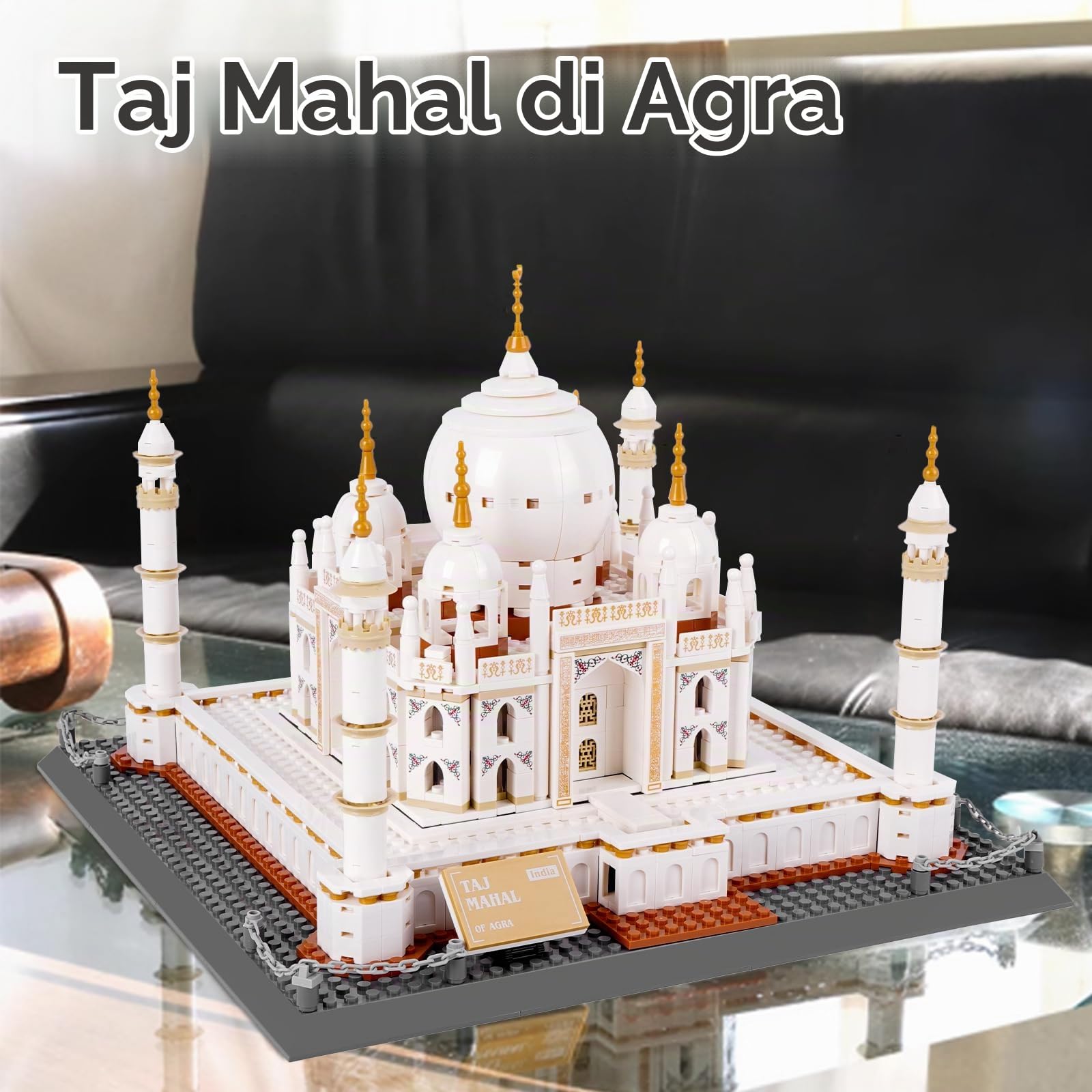 Giocattolo dei blocchi da costruzione, Kit di modelli architettonici del Taj Mahal, serie di souvenir famosi da collezione per adulti, adolescenti, bambini dagli 8 anni in su, 1113 pezzi