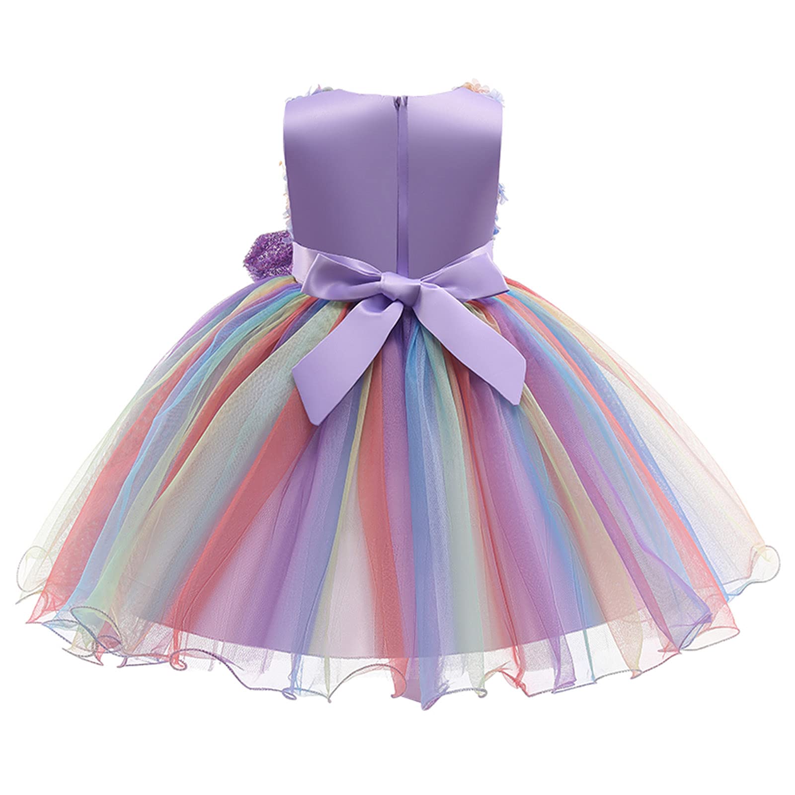Abito da principessa per ragazze, abito da sera con fiori, in tulle, colorato, per feste di compleanno, matrimoni, damigelle d'onore, festività