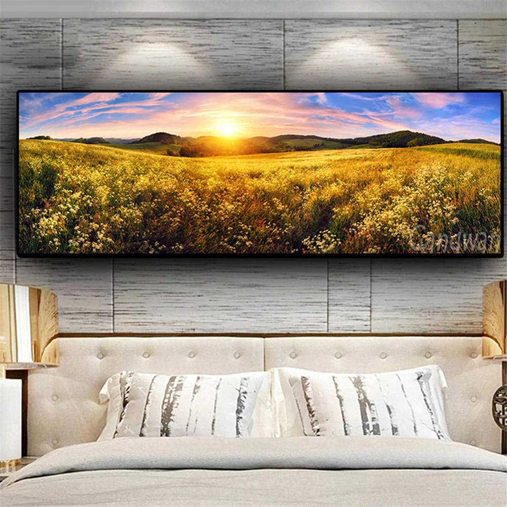 Diamond painting coucher de soleil pour salon chaleureux