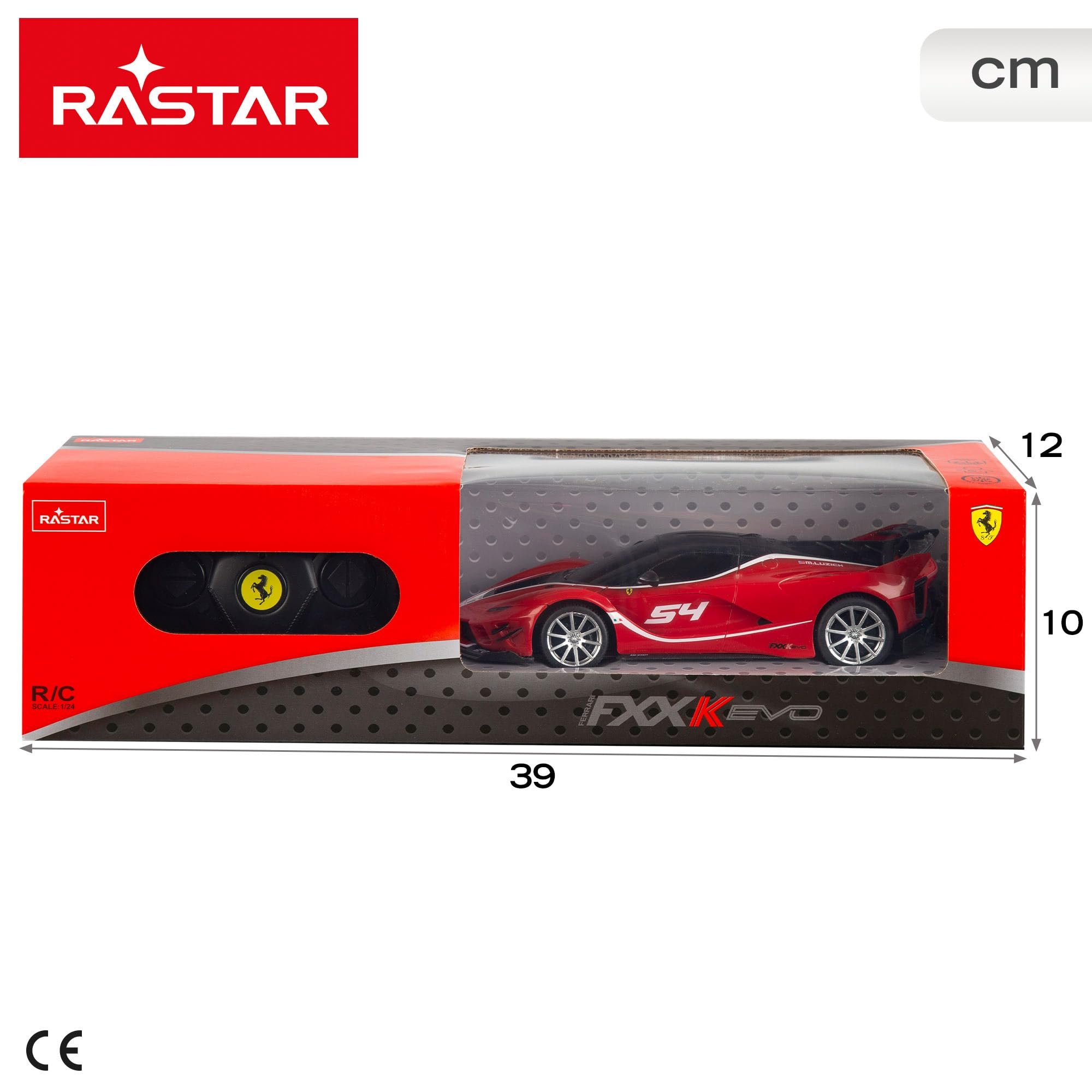 ColorBaby RASTAR Coche teledirigido Ferrari FXX K EVO, A Escala 1:24, con Licencia Oficial Ferrari, Mando a Distancia 2.4GHz, 6 Funciones de Movimiento, Requiere Pilas AA (46359)