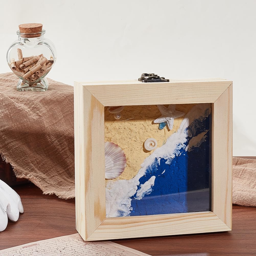 AHANDMAKER Espositore per insetti, cornice in legno con farfalle e ombre con piano in vetro trasparente, per raccogliere esemplari per visualizzare foto e insetti, 16 x 15 cm, bianco navajo