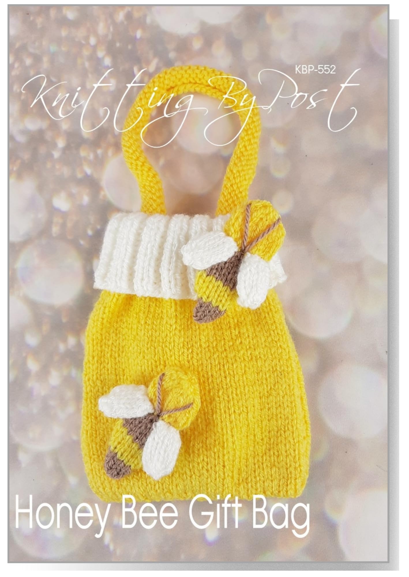 Knitting By Post Brown, White, Yellow Knitting Pattern Leaflet For A Honey Bee Gift Bag Easter Animal Soft Toy A5 Leaflet