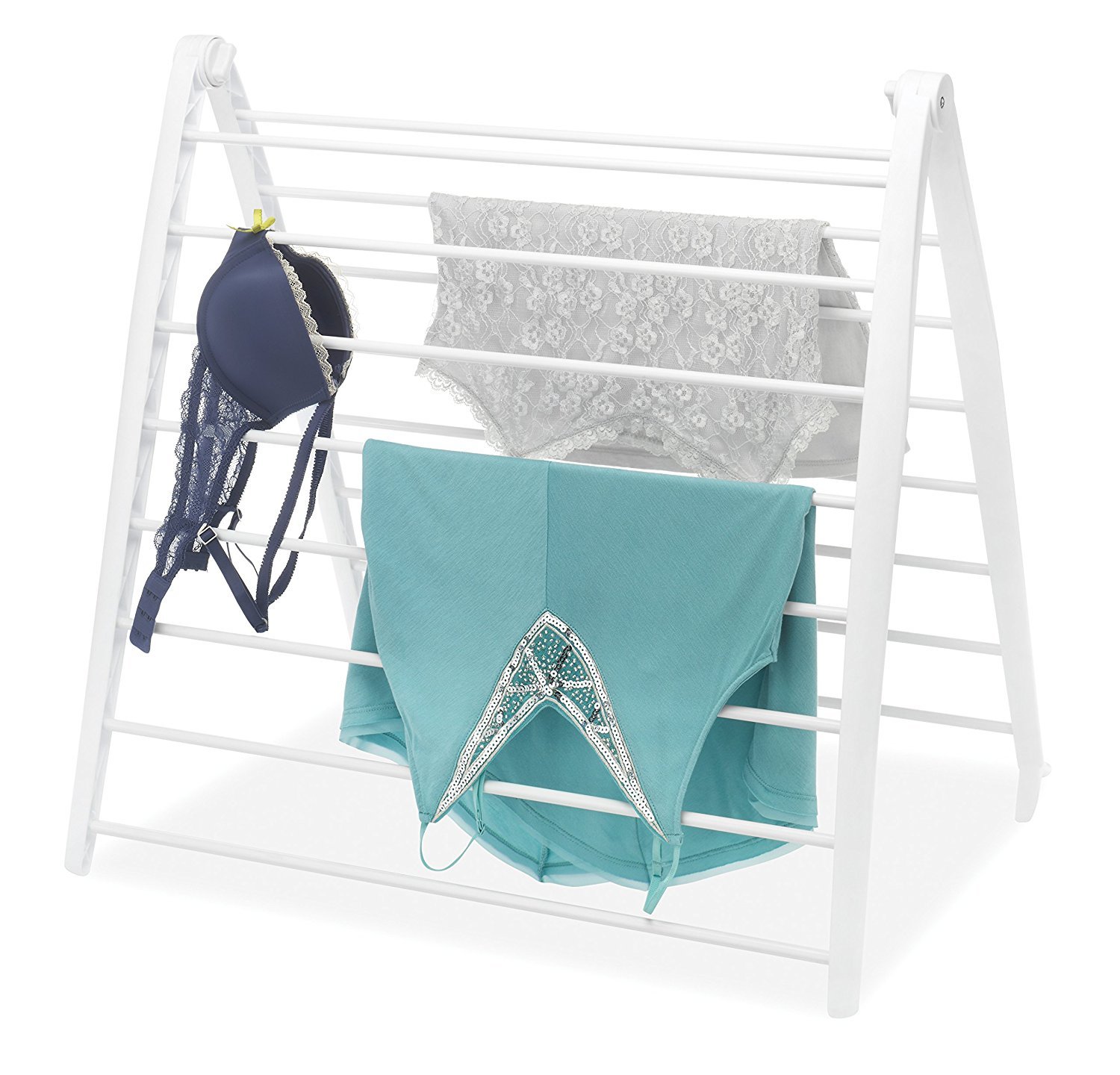 Whitmor Abtropfgestell, zusammenklappbar, Spacemaker Wäscheständer, Metall, Weiss/opulenter Garten, No Size