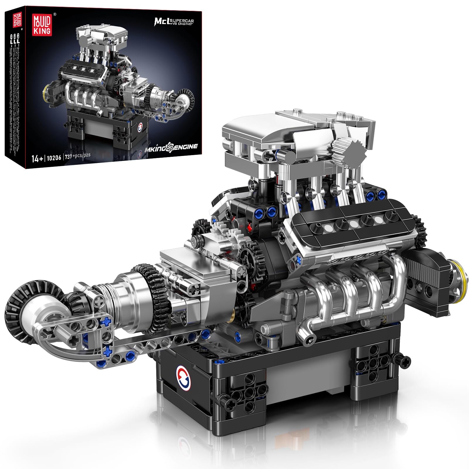 Amazon.co.jp: Mould King 10206 V8 燃焼エンジンモデルキット 動く
