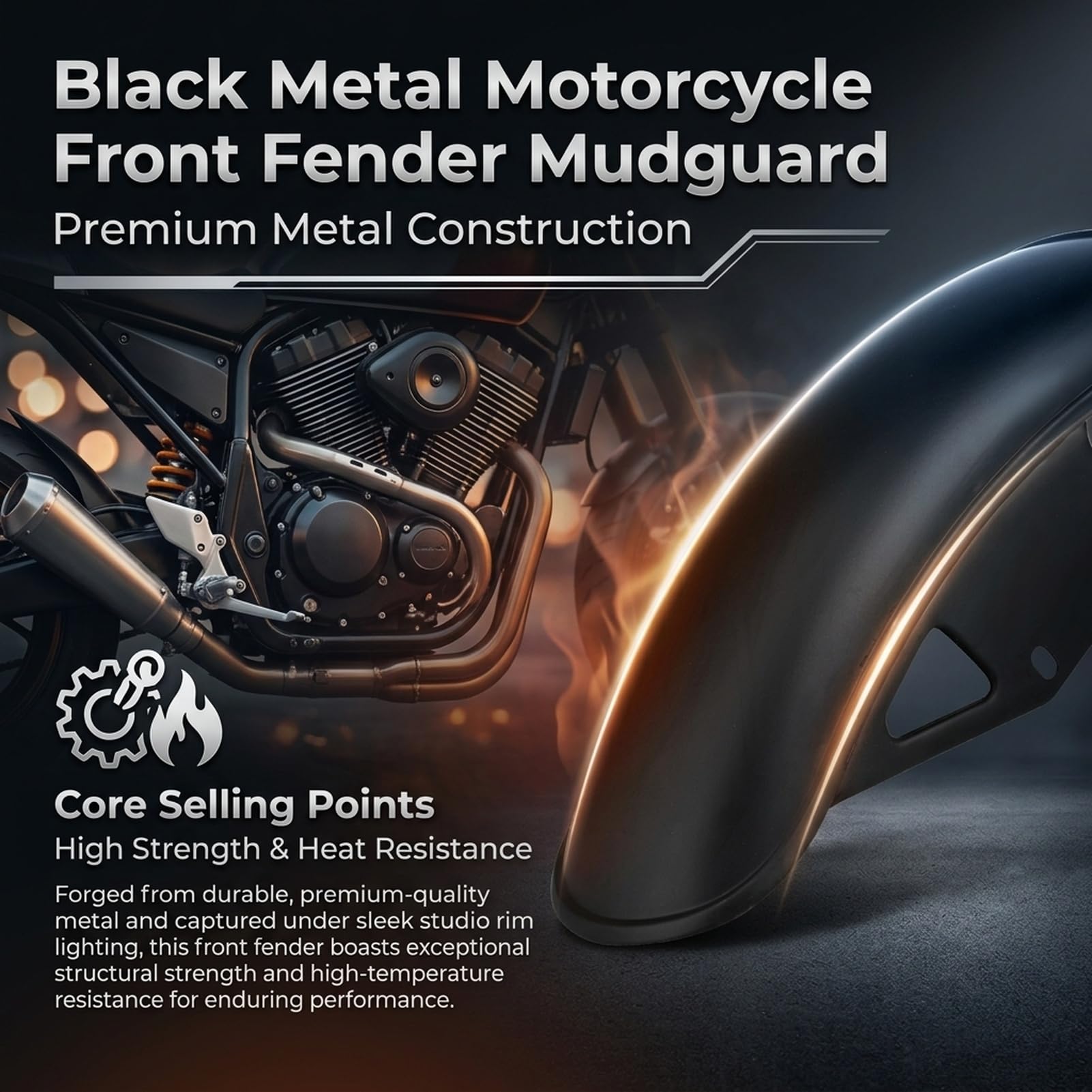 Parafango anteriore moto ZenithAur per GN125 GN250, un parafango universale per moto che funge da parafango anteriore per una guida più pulita (Nera)