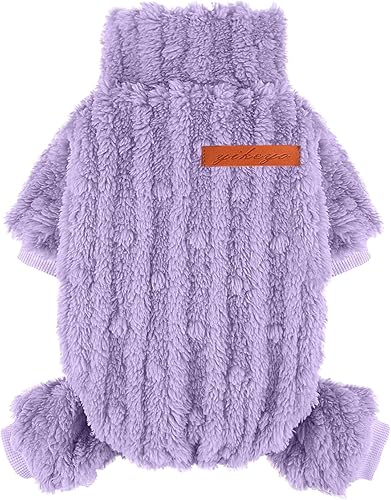 Pijamas para perros pequeños, niños y niñas, suéter de cuello alto, ropa gruesa y cálida, abrigo de forro polar para clima frío, pijamas para